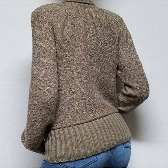 𝅺RARE Retro Moda International Brown Popcorn Boucle Wool Blend Ribbed Cardigan - Picture 5 of 15